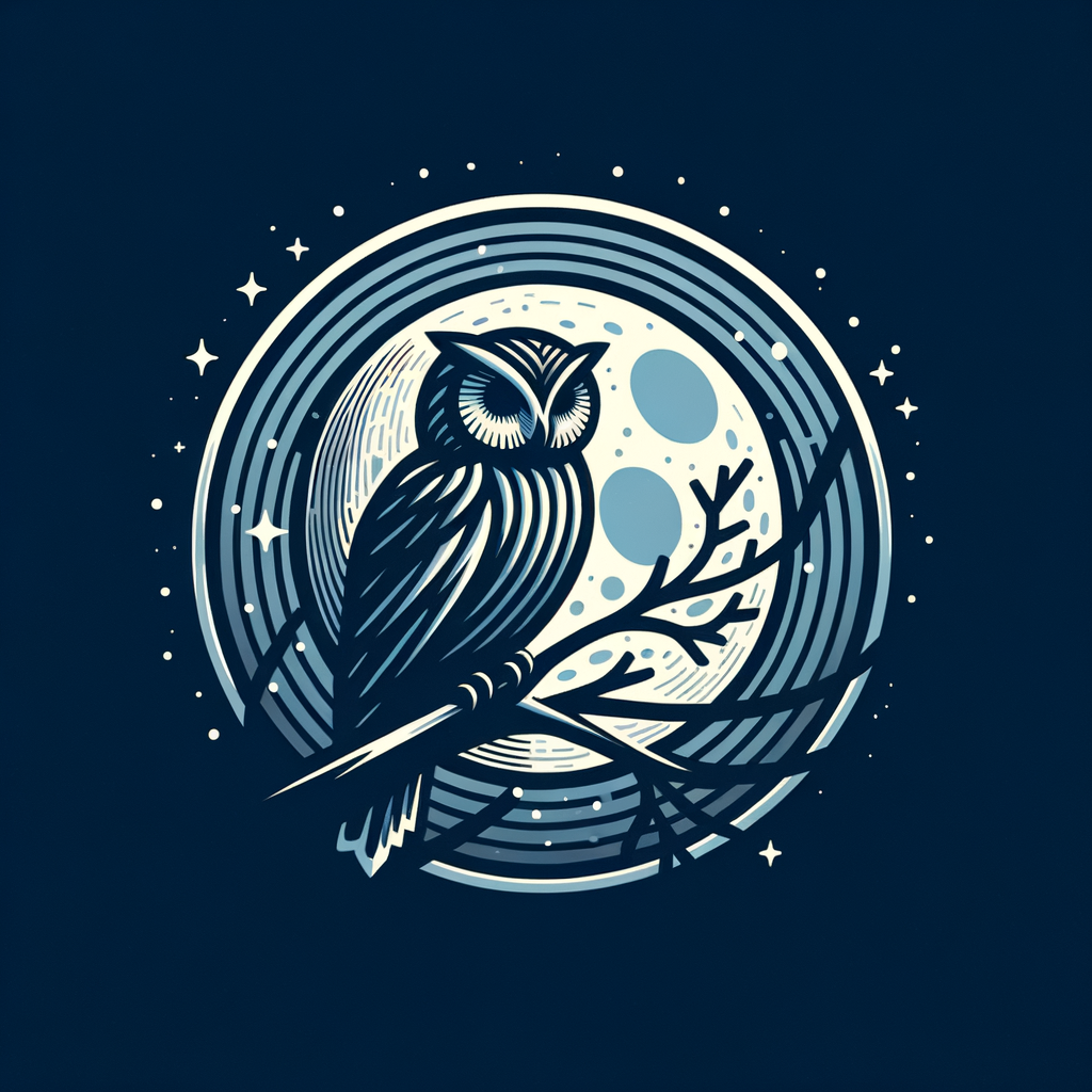 "SovaMoon" предлагаю использовать стилизованное изображение силуэта совы, сидящей на тонкой ветке дерева. На заднем плане расположена полная луна, которая может быть использована в качестве буквы "O" в слове "Moon". Силуэт совы стилизован так, чтобы её очертания напоминали букву "S" из слова "Sova". Цветовая палитра включает в себя тёмно-синие и серебристые оттенки, чтобы подчеркнуть ночную тематику и создать атмосферу таинственности. Рекомендуется дополнить изображение слегка мистическими деталями, такими как звездное небо или нежные лучи луны. Подобное изображение поможет подчеркнуть тематику вашего логотипа и привлечь внимание